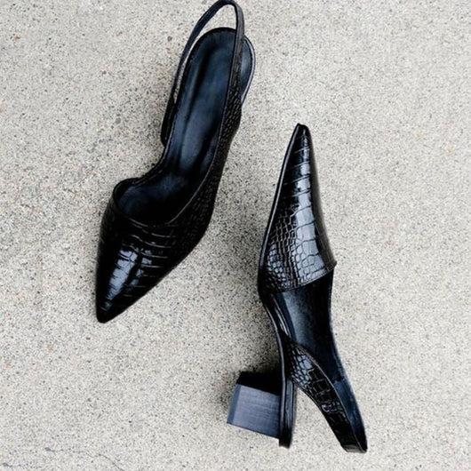 Bettina | Dames schoenen met spitse neus en blokhak
