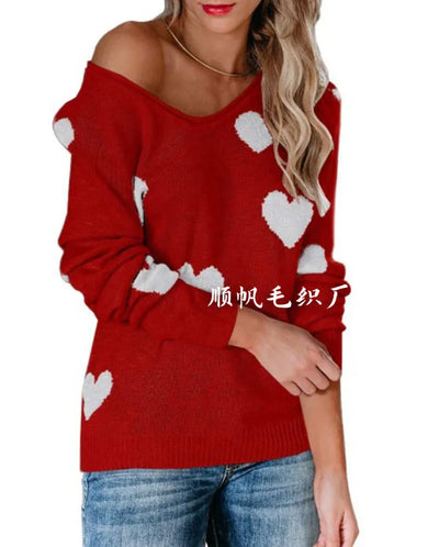 Claudia | Dames kersttrui met hartjesdessin