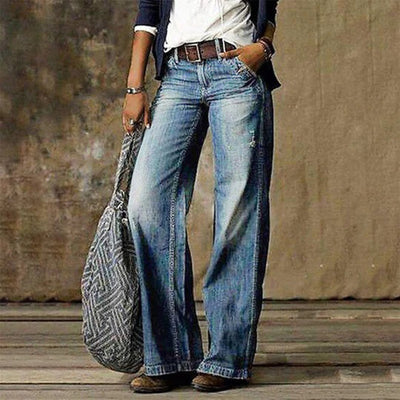 Sarah | Vintage dames denim jeans met wijde pijpen