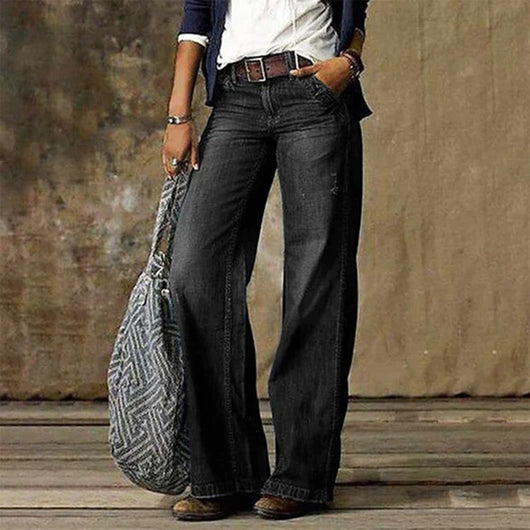 Sarah | Vintage dames denim jeans met wijde pijpen