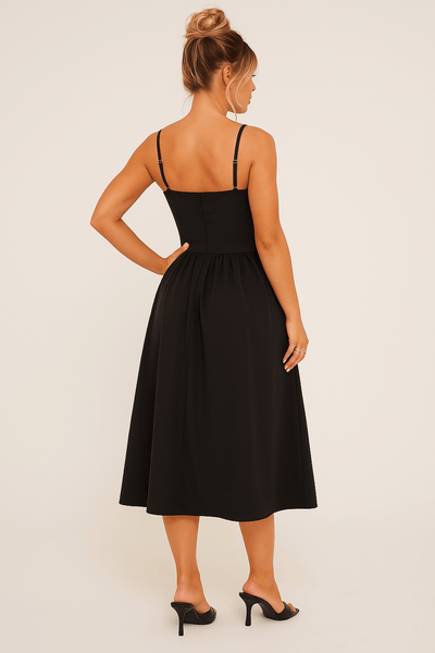 Julia | Mouwloze dames midijurk met uitlopende snit