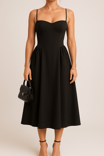 Julia | Mouwloze dames midijurk met uitlopende snit