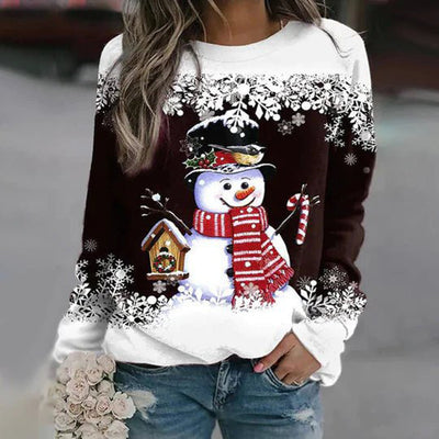 Elfriede | Dames kersttrui met sneeuwpopmotief