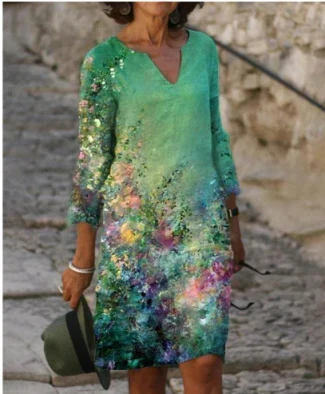 Anja | Shiftjurk met abstract motief en lange mouwen