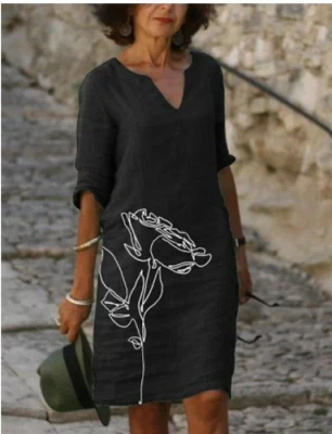Anja | Shiftjurk met abstract motief en lange mouwen