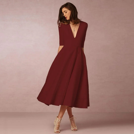 Bettina | Elegante vloeiende dames midijurk