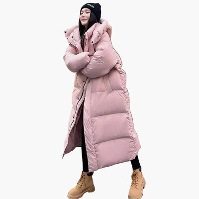 Daniela | Lange oversized dames winterpuffermantel met capuchon