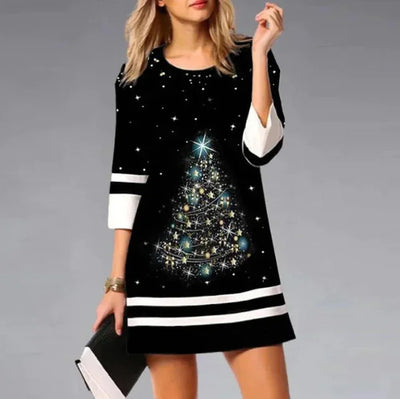 Emma | Dames kerstjurk met rendierprint