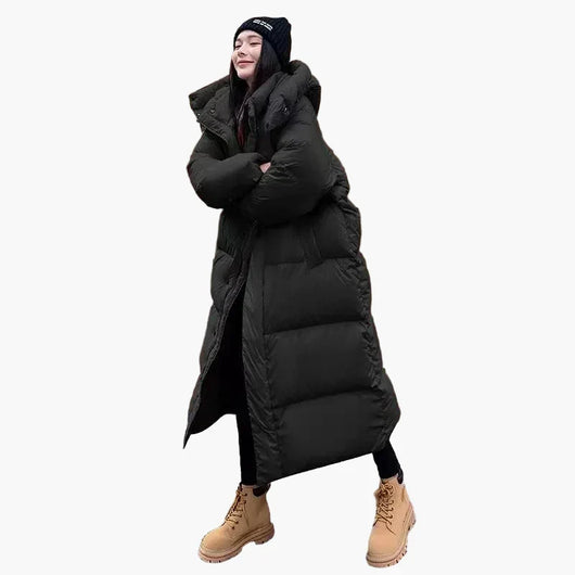 Daniela | Lange oversized dames winterpuffermantel met capuchon