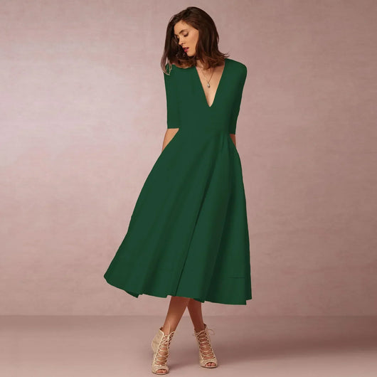 Bettina | Elegante vloeiende dames midijurk