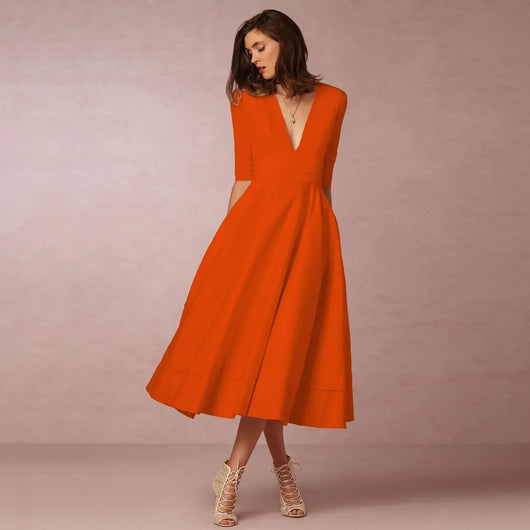 Bettina | Elegante vloeiende dames midijurk