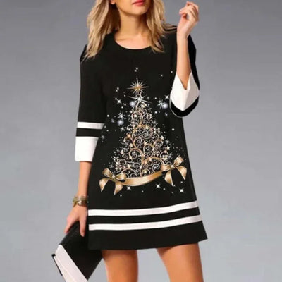 Emma | Dames kerstjurk met rendierprint