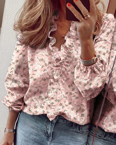 Katharina | Elegante dames wikkelblouse met ruchebies