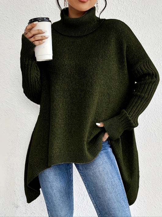 Gudrun | Behaaglijke oversized dames wintertrui met hoge kraag