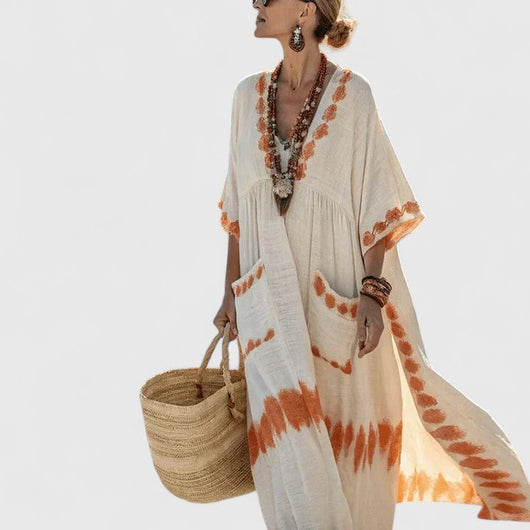 Alina | Dames boho maxijurk met zakken