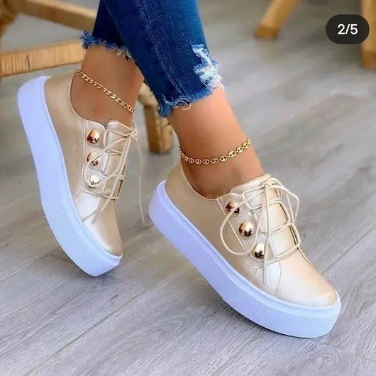 Serena plateausneakers met ronde neus