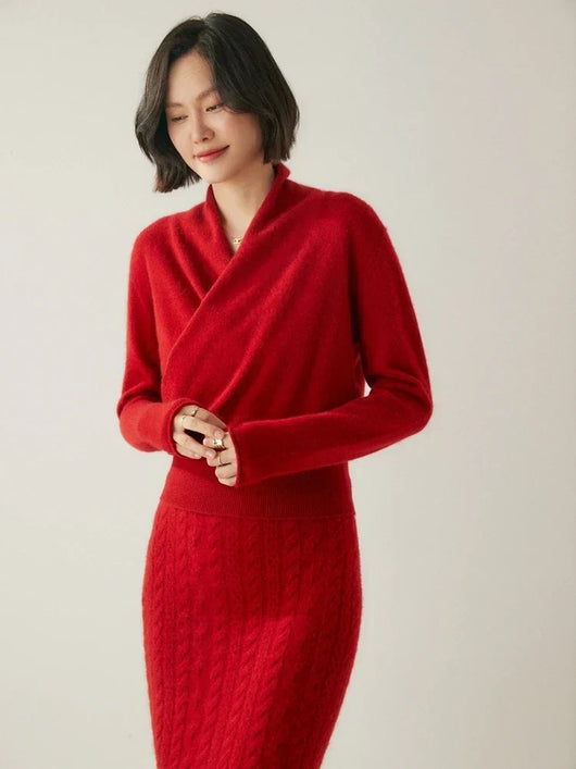 Laura | Elegante dames wikkeltrui met overslagontwerp