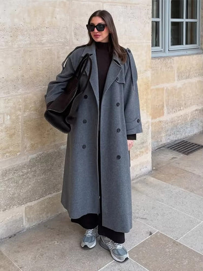 Sabine | Lange dames wintertrenchcoat van wol