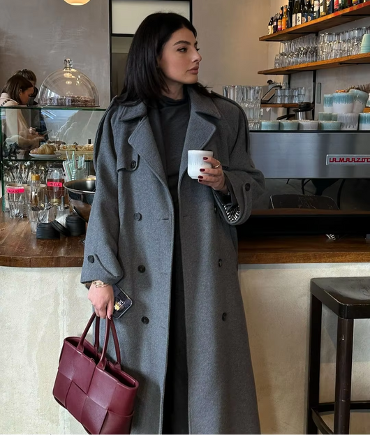 Sabine | Lange dames wintertrenchcoat van wol