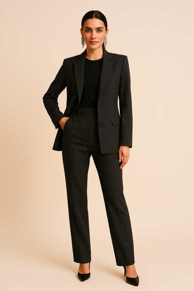 Pauline | Tweedelige dames set met getailleerde blazer en plooibroek