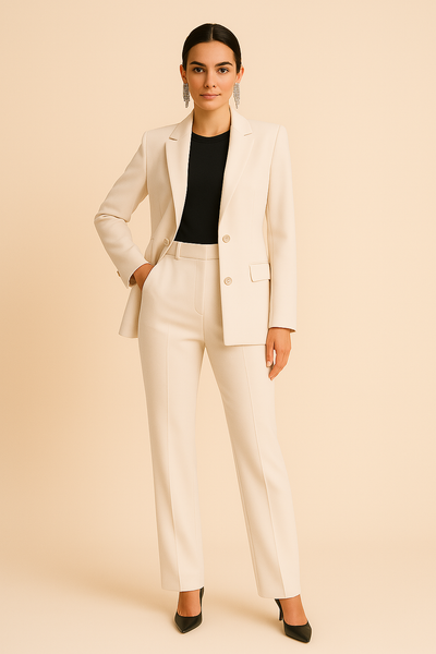 Pauline | Tweedelige dames set met getailleerde blazer en plooibroek