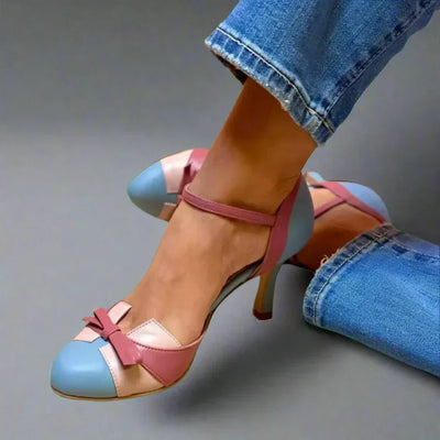 Barbara | Klassieke dames pumps met strikbandje en middelhoge hak