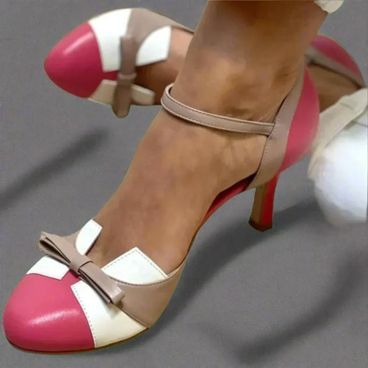 Barbara | Klassieke dames pumps met strikbandje en middelhoge hak