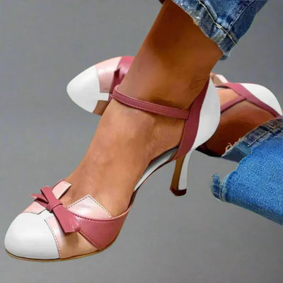 Barbara | Klassieke dames pumps met strikbandje en middelhoge hak
