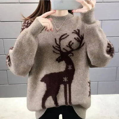 Doris | Gebreide dames kersttrui met rendiermotief