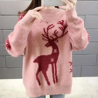 Doris | Gebreide dames kersttrui met rendiermotief