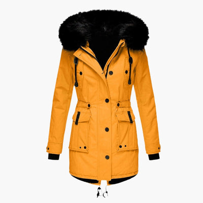 Andrea | Casual warme lange dames winterjas met capuchon