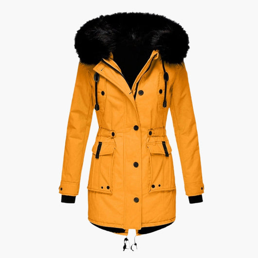 Andrea | Casual warme lange dames winterjas met capuchon