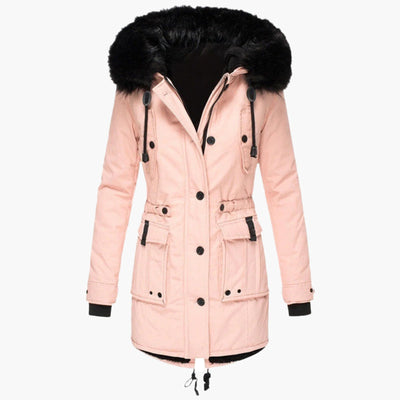 Andrea | Casual warme lange dames winterjas met capuchon