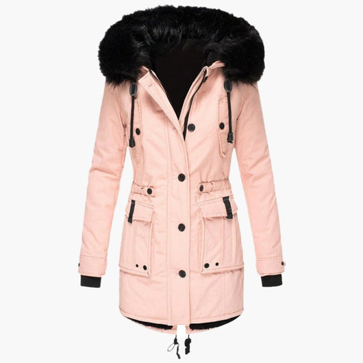 Andrea | Casual warme lange dames winterjas met capuchon