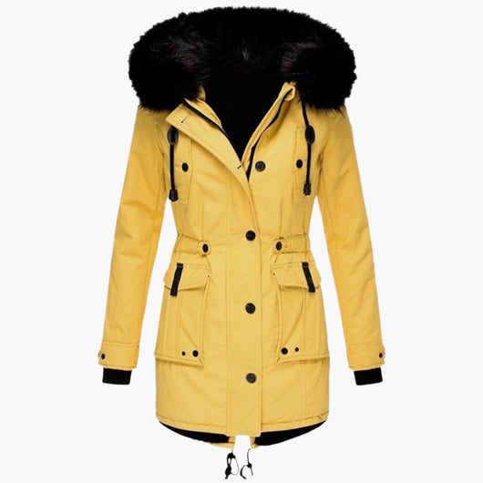Andrea | Casual warme lange dames winterjas met capuchon