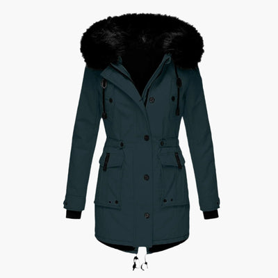 Andrea | Casual warme lange dames winterjas met capuchon