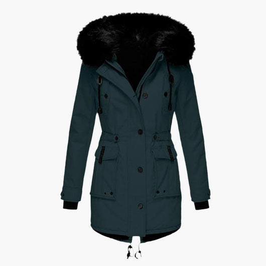 Andrea | Casual warme lange dames winterjas met capuchon