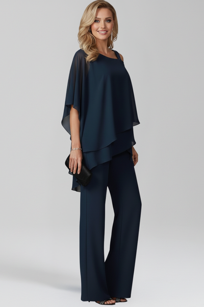 Jana | Vloeiende dames jumpsuit met cold shoulder en wijde pijp