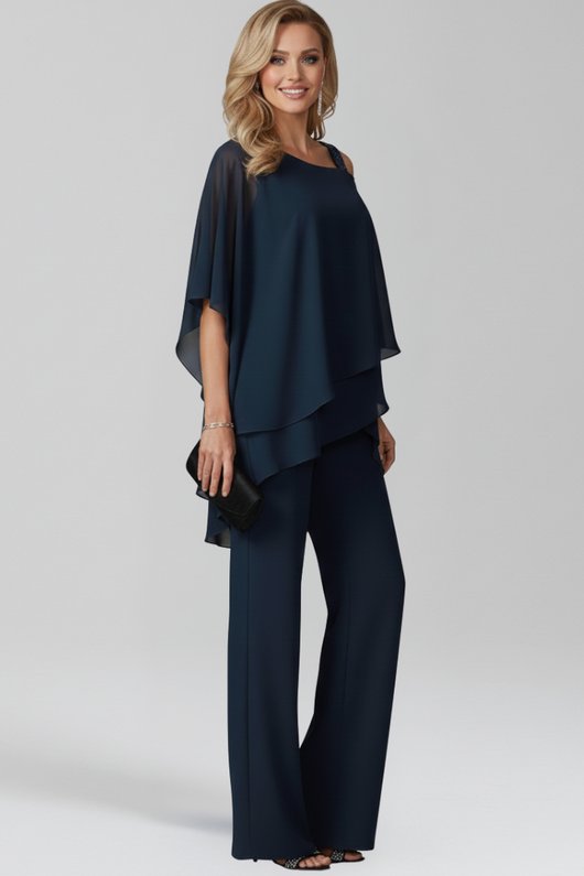 Jana | Vloeiende dames jumpsuit met cold shoulder en wijde pijp