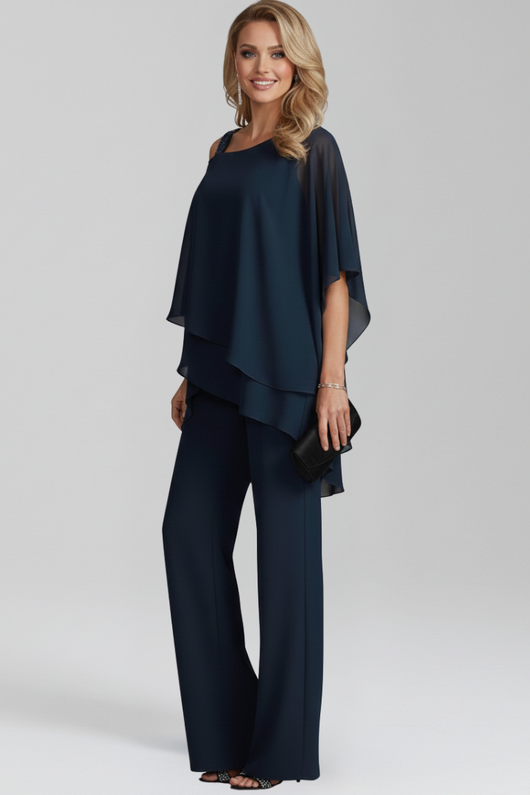 Jana | Vloeiende dames jumpsuit met cold shoulder en wijde pijp