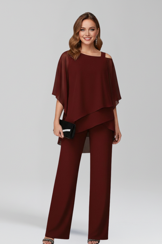 Jana | Vloeiende dames jumpsuit met cold shoulder en wijde pijp