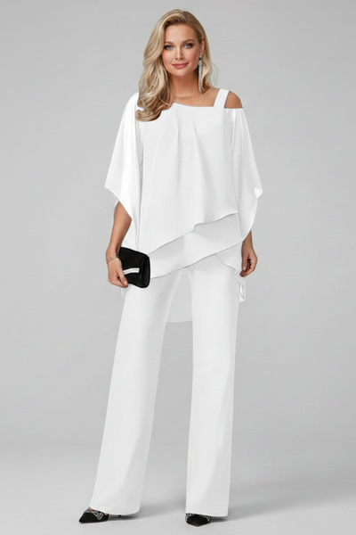 Isabella | Vloeiende dames set met off-shoulder top en wijde broek