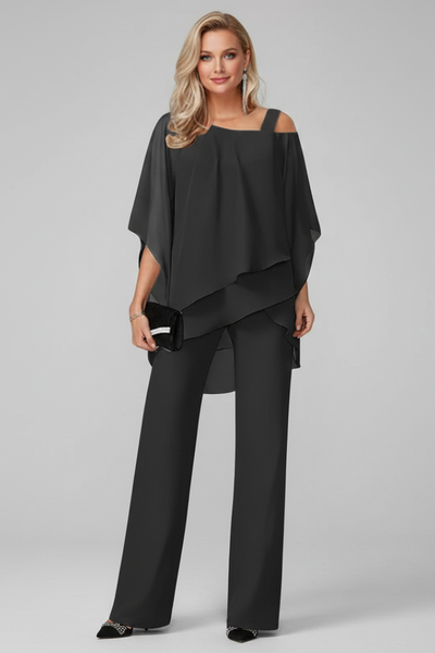 Isabella | Vloeiende dames set met off-shoulder top en wijde broek