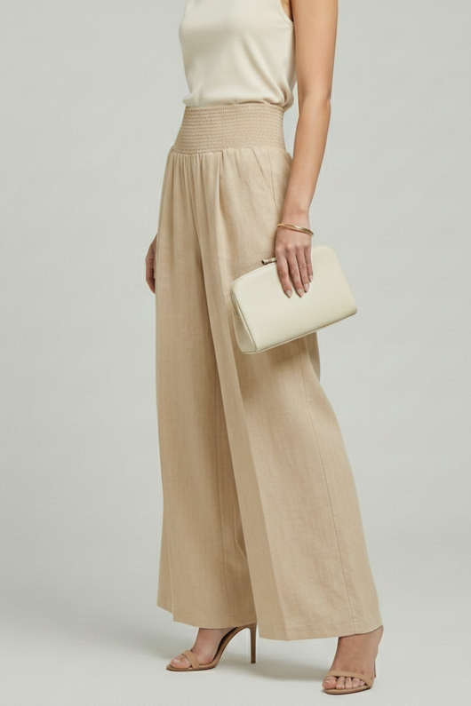 Carolin | Dames palazzobroek met hoge taille en plooien