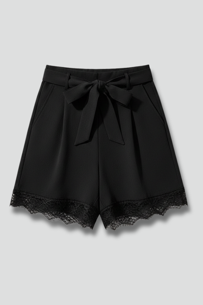 Emma | Dames short met bindtaille en siermanchet