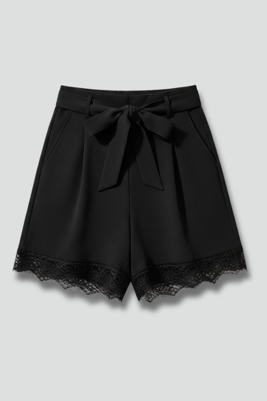 Emma | Dames short met bindtaille en siermanchet