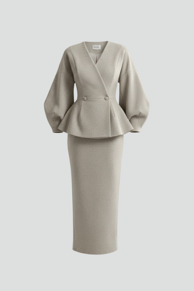 Andrea | Dames mantelpakset met blazer, rok en V-hals