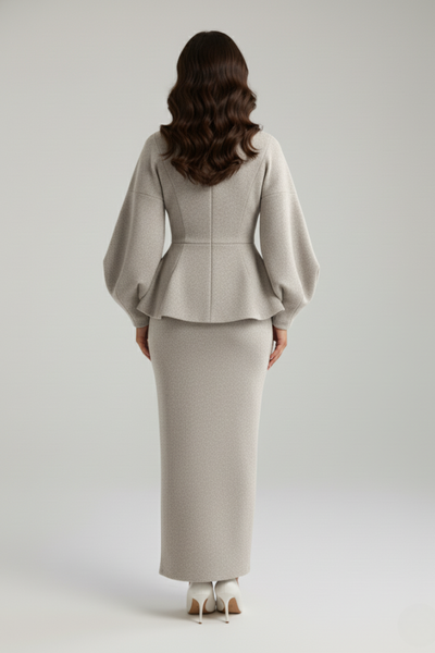 Andrea | Dames mantelpakset met blazer, rok en V-hals