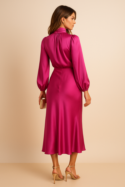 Monika | Dames midijurk met lange mouwen en hoge hals
