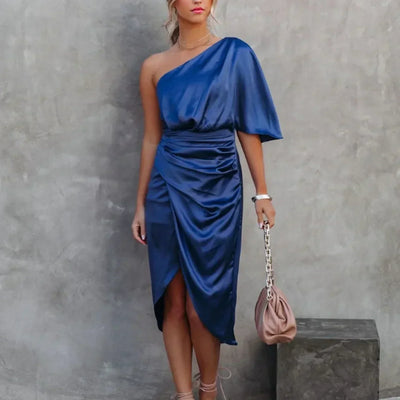 Lilian | Dames one-shoulder minijurk in wikkelstijl